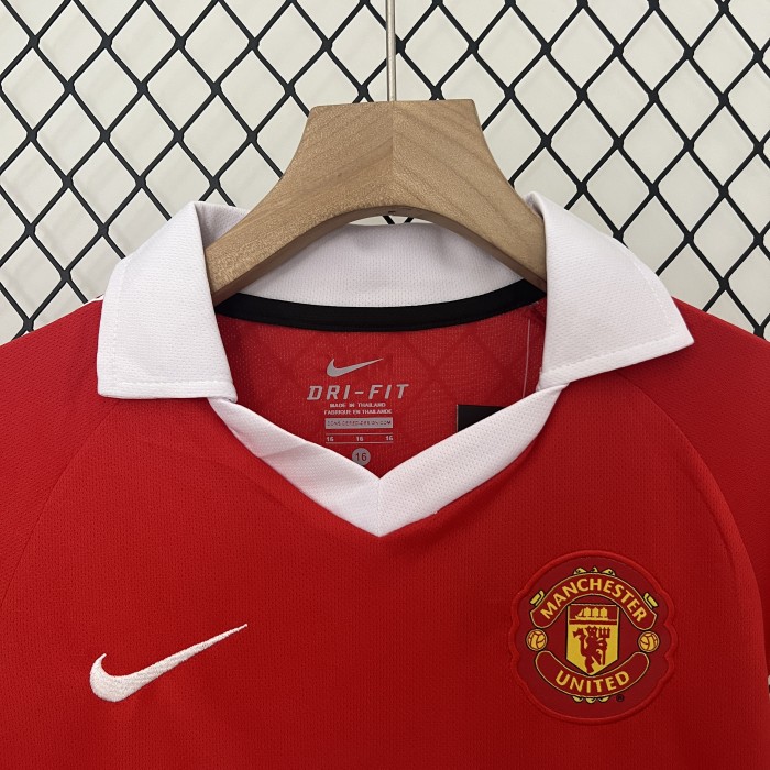 Retro Youth Uniform Kids Kit 2010-2011 Manchester United Home Soccer Jersey Shorts Vintage Child Football Set