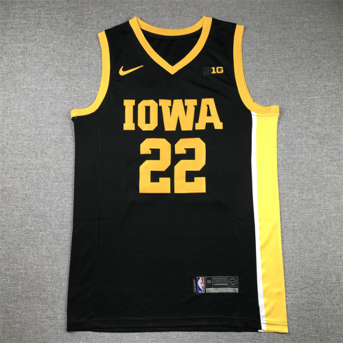Iowa Hawkeyes 22 CLARK Black/Yellow Basketball Shirt NBA Jersey