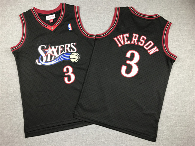 Mitchell&ness 2000-01 Philadelphia 76ers Basketball Shirt 3 IVERSON Black Classic NBA Jersey
