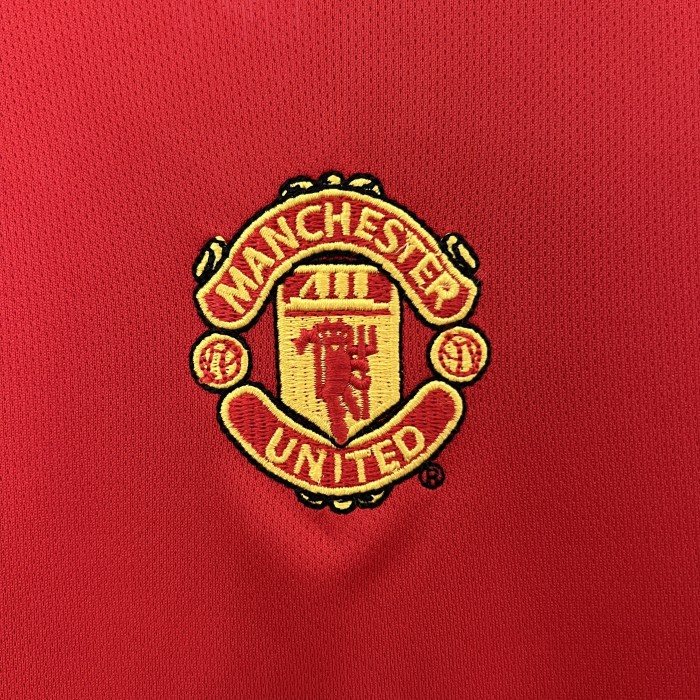 Retro Youth Uniform Kids Kit 2005-2006 Manchester United Home Soccer Jersey Shorts Vintage Child Football Set