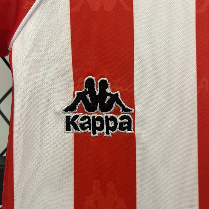 Retro Youth Uniform Kids Kit 1995-1997 Athletic Bilbao Home Soccer Jersey Shorts Vintage Child Football Set
