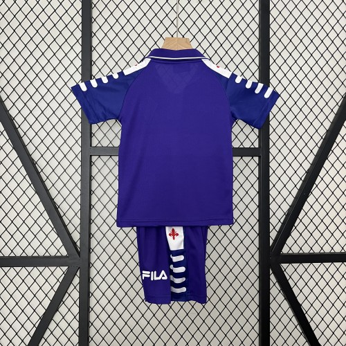 Retro Youth Uniform Kids Kit 1998-1999 Fiorentina Home Soccer Jersey Shorts Vintage Child Football Set