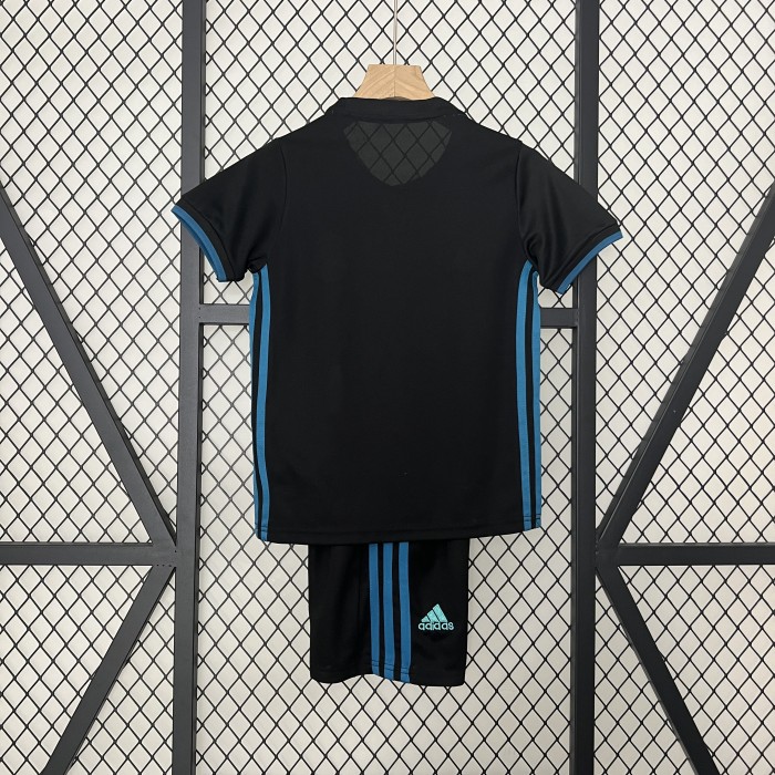 Retro Youth Uniform Kids Kit 2017-2018 Real Madrid Away Black Soccer Jersey Shorts Vintage Child Football Set