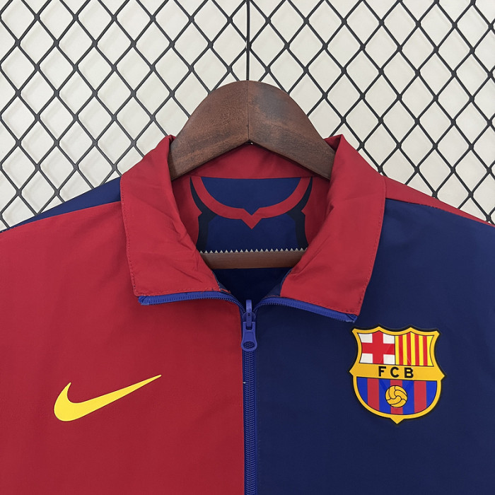 2024 Barcelona Trench Coat Soccer Reversible Windbreaker Jacket