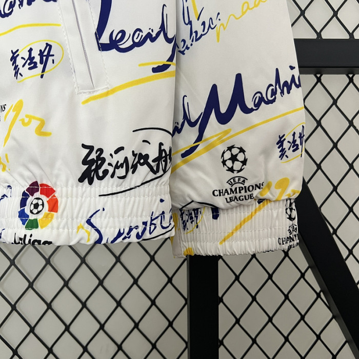 2024 Real Madrid Colorful/White Trench Coat Soccer Reversible Windbreaker Jacket