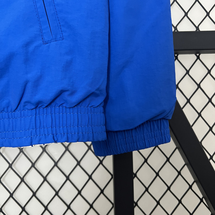 2024 France Blue/White Trench Coat Reversible Soccer Reversible Windbreaker Jacket