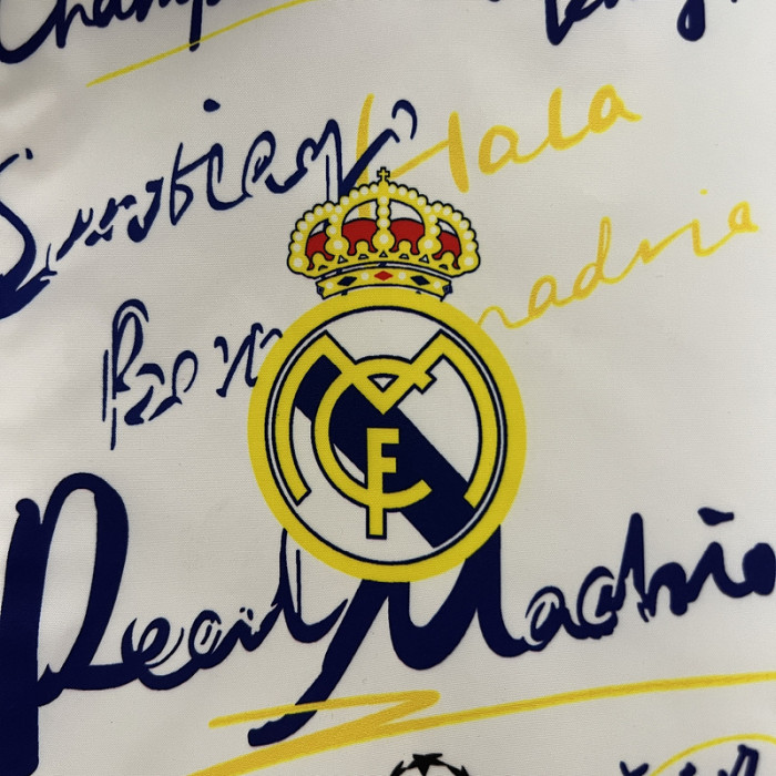 2024 Real Madrid Colorful/White Trench Coat Soccer Reversible Windbreaker Jacket