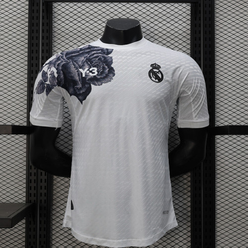 Player Version 2024 Real Madrid Y-3 White/Black Flower Soccer Jersey Real Football Shirt