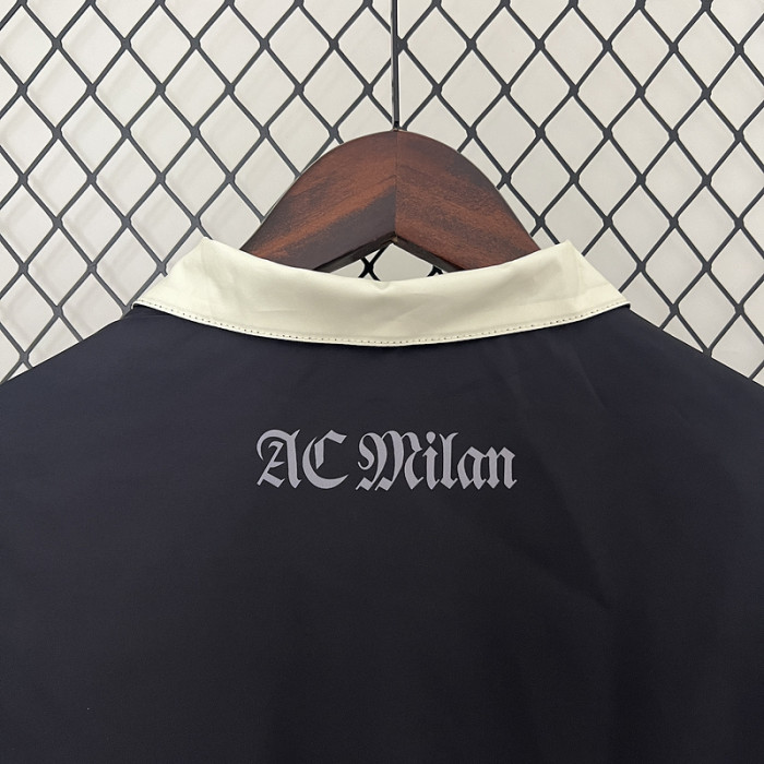 2024 Ac Milan X Pleasures Trench Coat Soccer Reversible Windbreaker Jacket