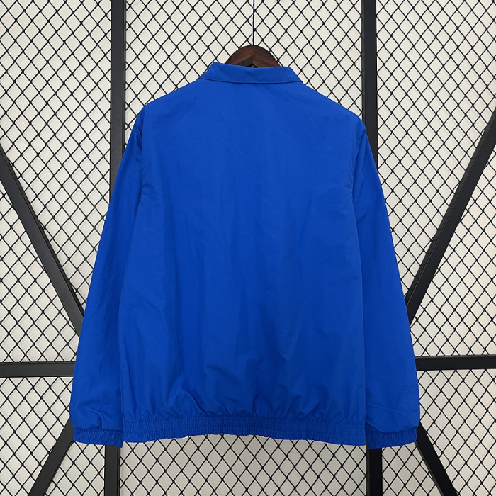 2024 France Blue/White Trench Coat Reversible Soccer Reversible Windbreaker Jacket