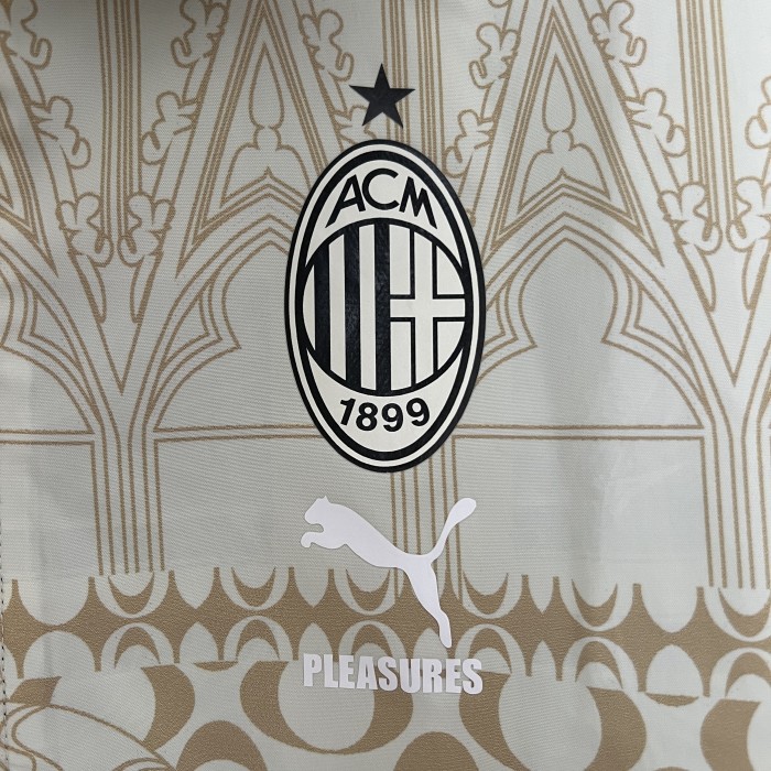 2024 Ac Milan X Pleasures Trench Coat Soccer Reversible Windbreaker Jacket