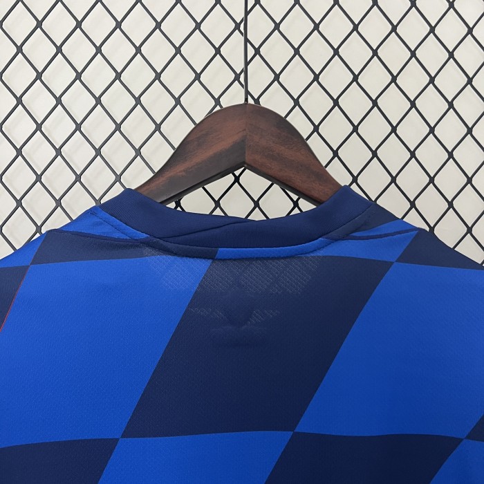 Fan Version Croatia 2024 Away Soccer Jersey Blue Football Shirt