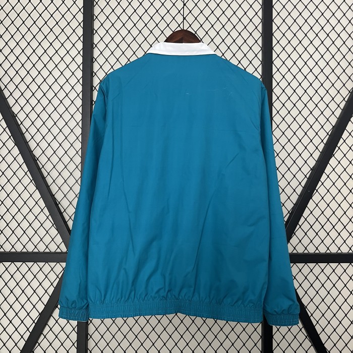 2024 Real Madrid White/Green Trench Coat Soccer Reversible Windbreaker Jacket