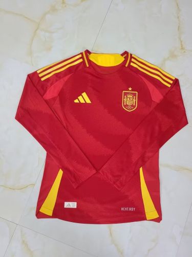 Long Sleeve Fan Version Spain 2024 Home Soccer Jersey España Camisetas de Futbol