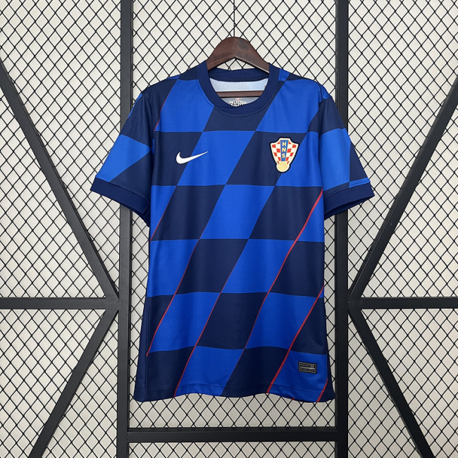 Fan Version Croatia 2024 Away Soccer Jersey Blue Football Shirt