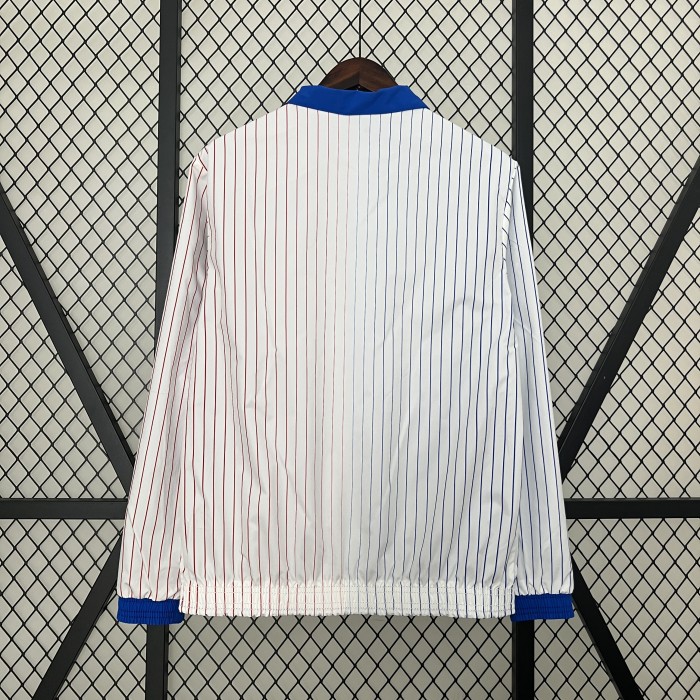 2024 France Blue/White Trench Coat Reversible Soccer Reversible Windbreaker Jacket