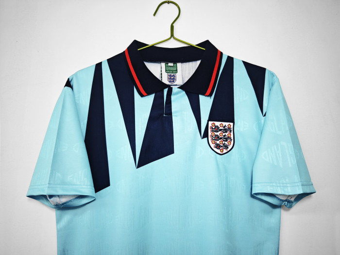 Retro Jersey 1992 England Third Away Blue Soocer Jersey Vintage Football Shirt