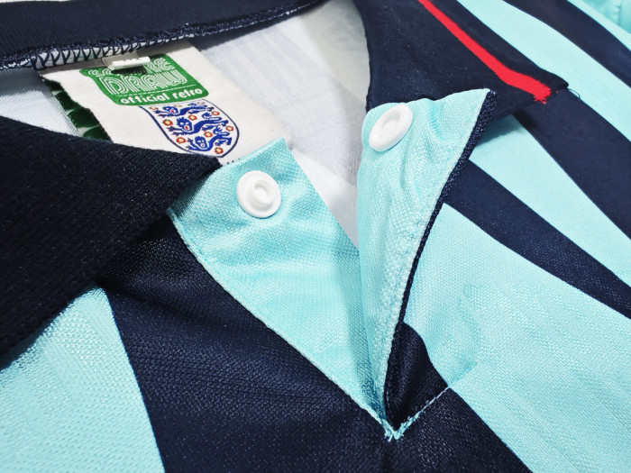 Retro Jersey 1992 England Third Away Blue Soocer Jersey Vintage Football Shirt