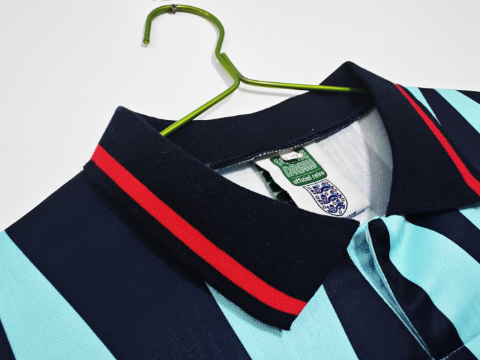 Retro Jersey 1992 England Third Away Blue Soocer Jersey Vintage Football Shirt