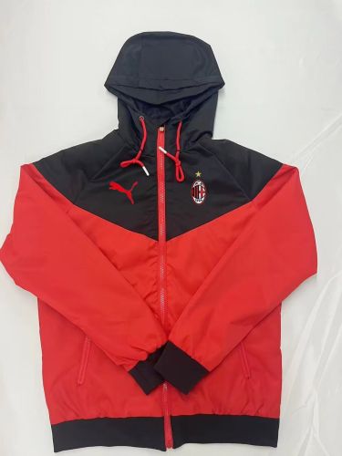 2024 AC Milan Red/Black Soccer Hoodie Football Windbreaker Jacket