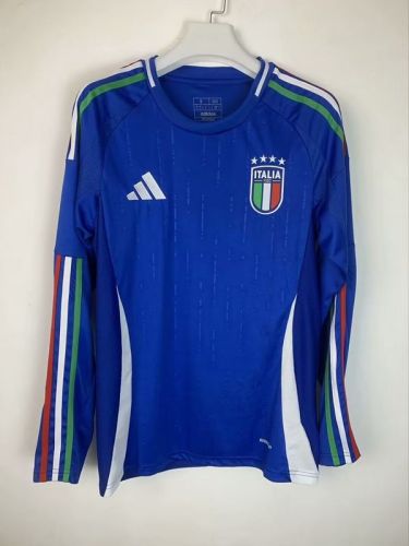Fan Version Long Sleeve Italy 2024 Home Soccer Jersey Football Shirt