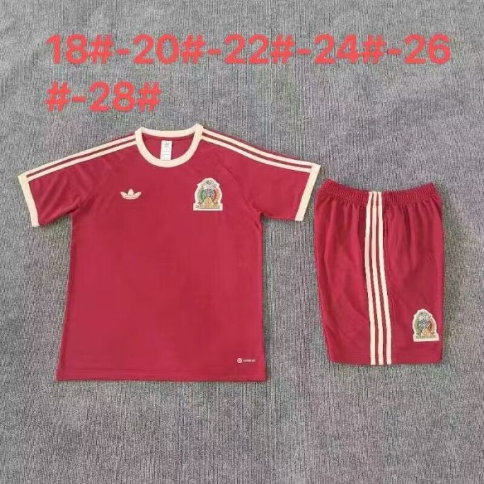 Youth Uniform Kids Kit Mexico Red Soccer Training Jersey Shorts Child Football Set