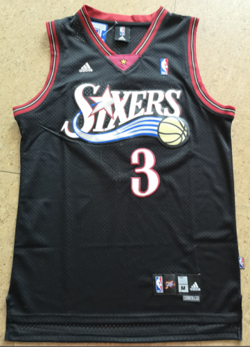 Mens Philadelphia 76ers Allen Iverson Black Hardwood Classics Swingman Jersey