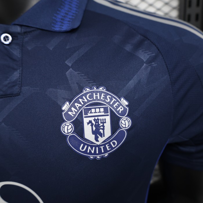 Player Version 2024-2025 Manchester United Away Dark Blue Soccer Jersey Man United Football Shirt