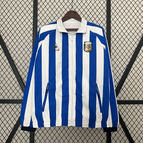 Retro Argentina Blue/White Trench Coat Soccer Reversible Windbreaker Jacket