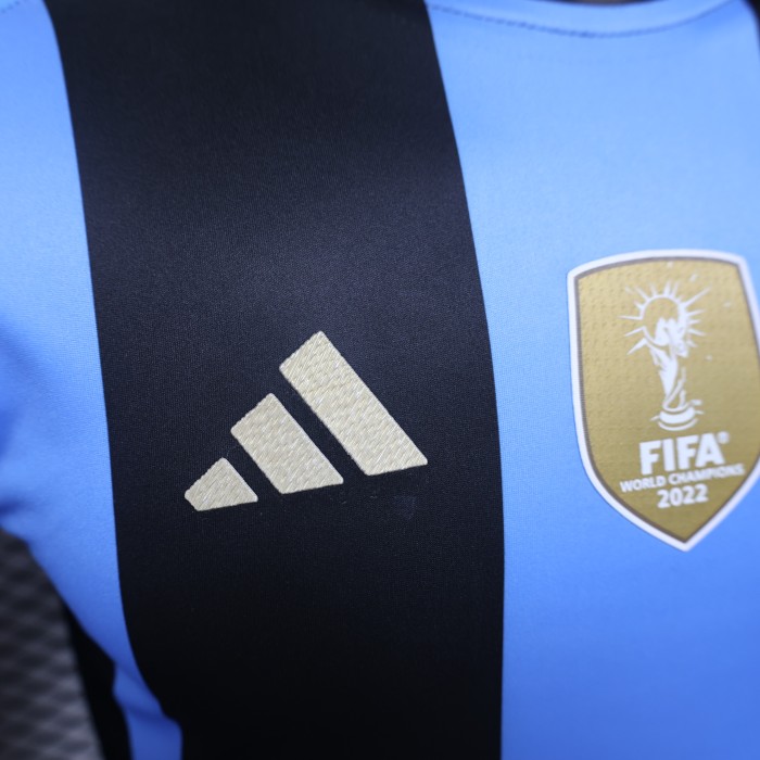 with FIFA World Champions 2022 Patch Player Version Argentina 2024 Black/Blue Soccer Jersey Camisetas de Futbol