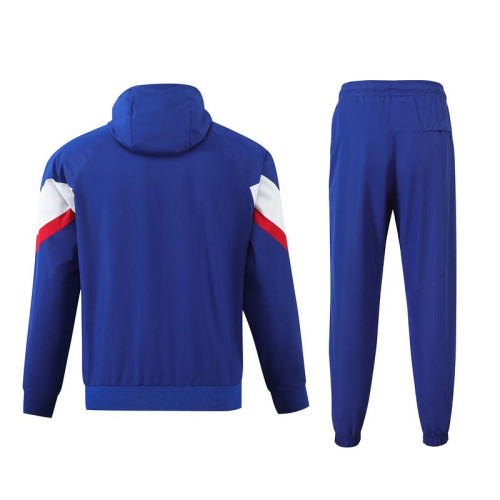 2024 France Blue/White/Red Soccer Windbreaker Hoodie and Pants Football Tracksuit
