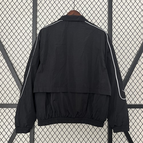 2024 NK All Black Soccer Hoodie Football Windbreaker Jacket