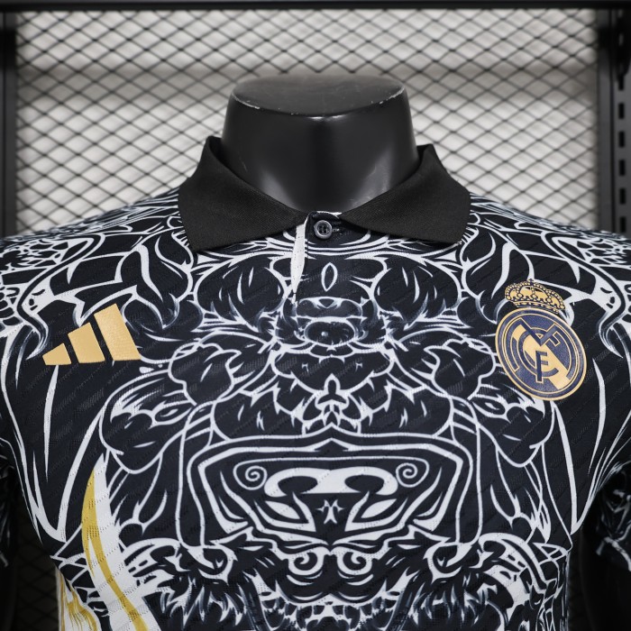 Player Version 2024 Real Madrid Black/Yellow Special Version Soccer Jersey Real Football Shirt