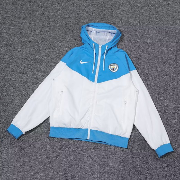 2024 Manchester City White/Blue Soccer Windbreaker Jacket Football Jacket