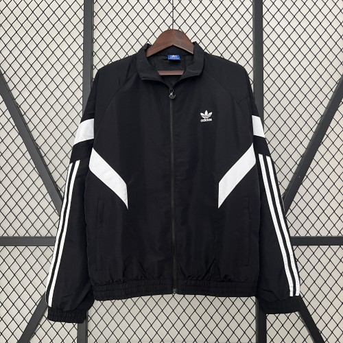 2024 AD Black Soccer Hoodie Football Windbreaker Jacket