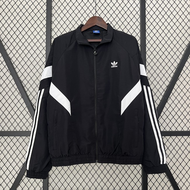2024 AD Black Soccer Hoodie Football Windbreaker Jacket