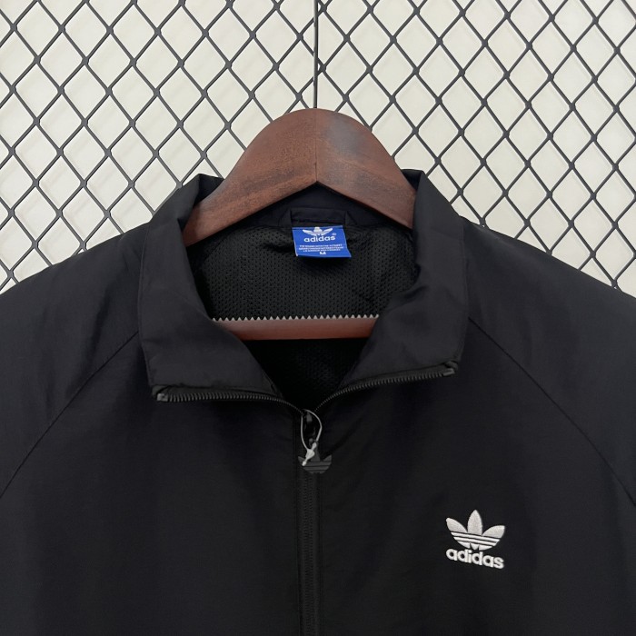 2024 AD Black Soccer Hoodie Football Windbreaker Jacket