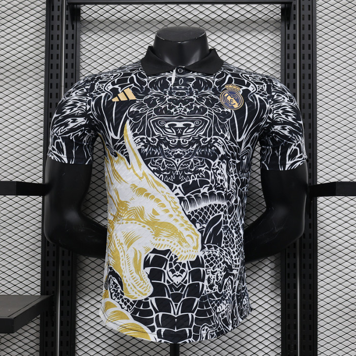 Player Version 2024 Real Madrid Black/Yellow Special Version Soccer Jersey Real Football Shirt