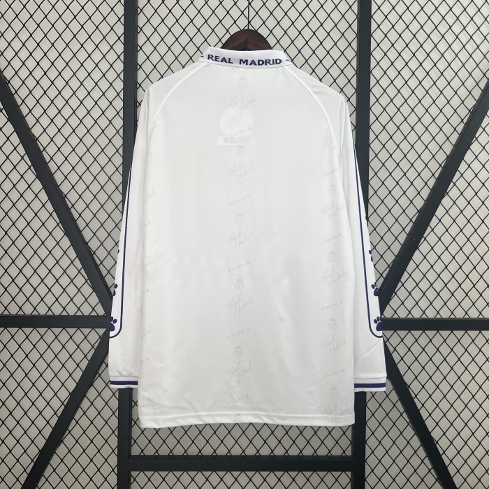 Retro Jersey Long Sleeve 1994-1996 Real Madrid Home Soccer Jersey Vintage Football Shirt