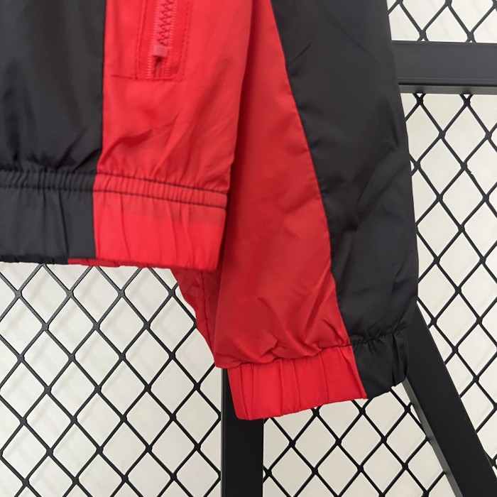 2024 JD Black/Red Soccer Hoodie Football Windbreaker Jacket