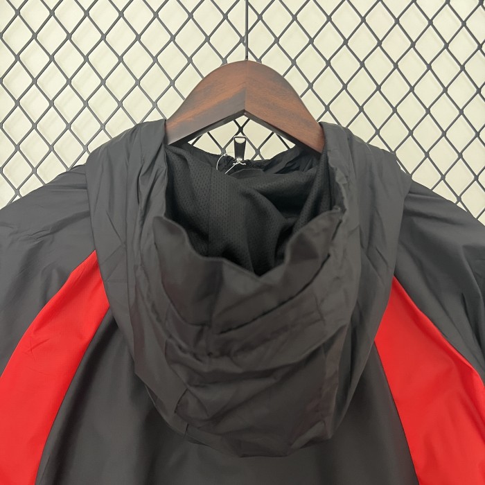 2024 JD Black/Red Soccer Hoodie Football Windbreaker Jacket