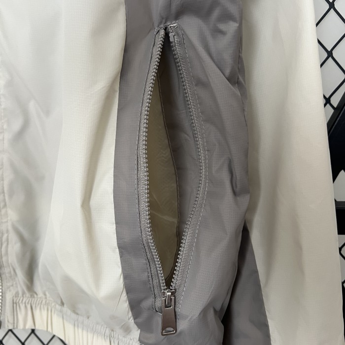 2024 JD White/Grey Soccer Hoodie Football Windbreaker Jacket