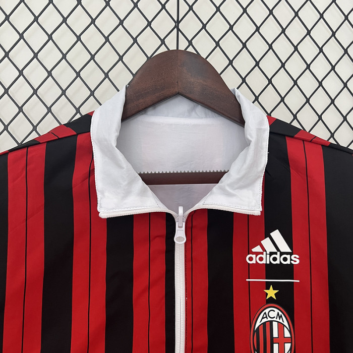 2024 AC Milan Trench Coat Soccer Reversible Windbreaker Jacket