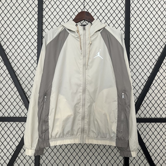 2024 JD White/Grey Soccer Hoodie Football Windbreaker Jacket