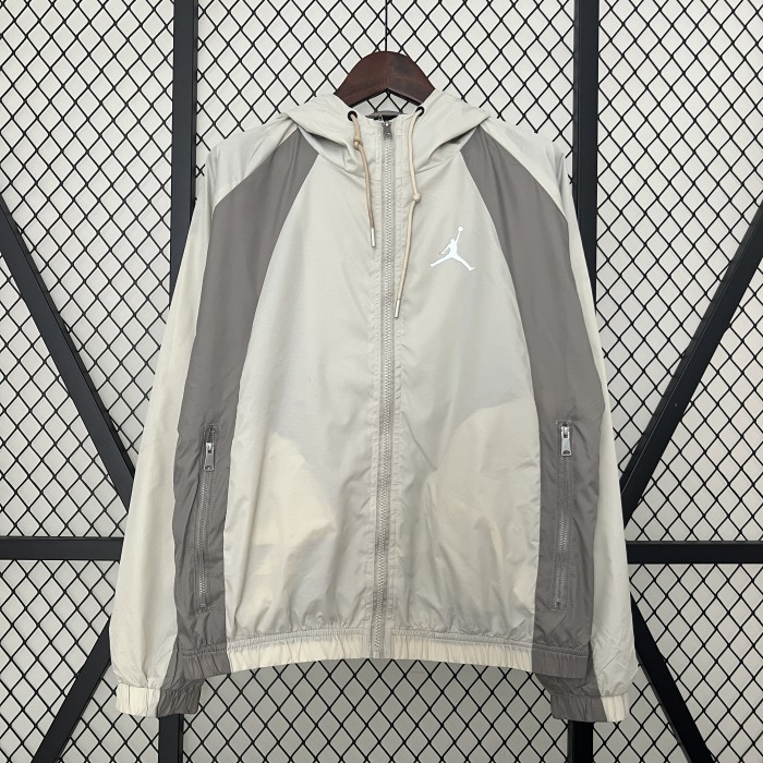 2024 JD White/Grey Soccer Hoodie Football Windbreaker Jacket