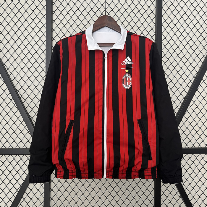2024 AC Milan Trench Coat Soccer Reversible Windbreaker Jacket