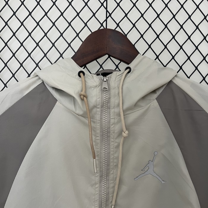 2024 JD White/Grey Soccer Hoodie Football Windbreaker Jacket