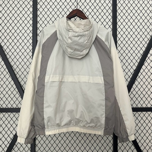 2024 JD White/Grey Soccer Hoodie Football Windbreaker Jacket