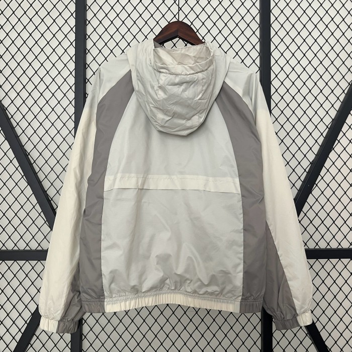 2024 JD White/Grey Soccer Hoodie Football Windbreaker Jacket