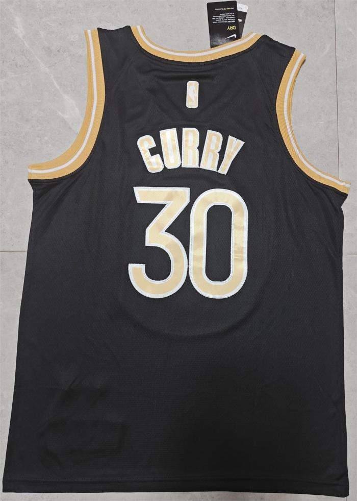 2024 State Warriors 30 CURRY NBA Jersey Black/Gold Basketball Shirt